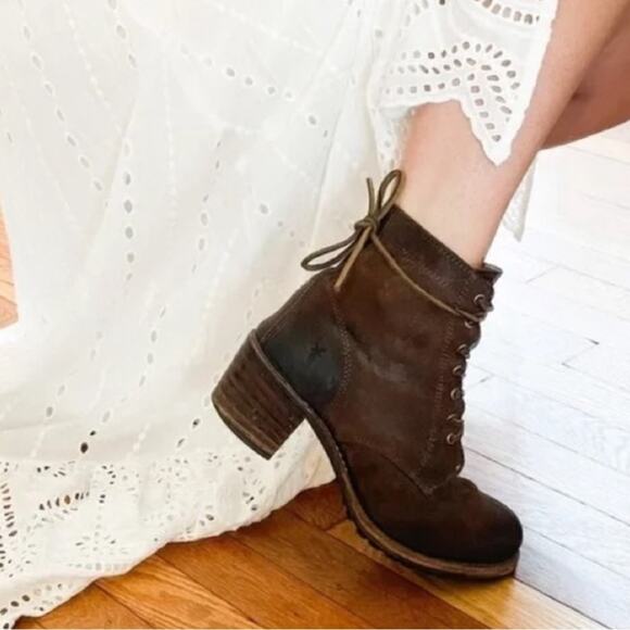 Frye Sabrina 6G Brown Lace Up Boot Size 9 - Picture 1 of 12